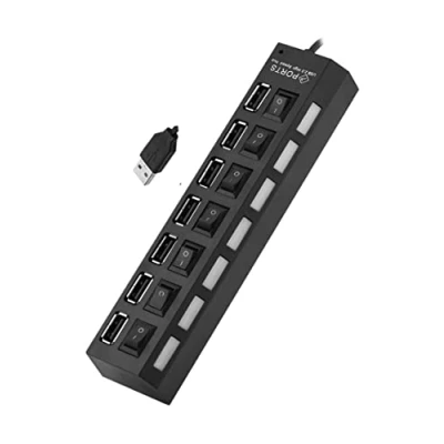 Abbildung von USB Splitter, konfliktfreier Switch 7 Port Stecker/450 Mbit/s Schnelle Übertragung/Plug and Play 2.0 Hub für Maus/Drucker/Scanner