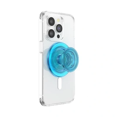 Abbildung von Fingerhalter Handy PopSockets PopGrip MagSafe Round Translucent Electric Blue Blau Kunststoff