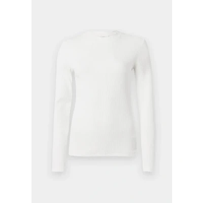 Abbildung von Marc OߴPolo Denim Damen Langarmshirt mit Stretch Anteil gerippt, Weiß (Silky White), XS