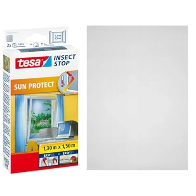 Abbildung von tesa Fliegengitter Gewebe Insect Stop Comfort SUN Protect Insektenschutzgitter für Fenster, (Packung, 1 St., Fliegennetz, Klettband), mit Sonnenschutz ohne Bohren 1.3m:1.5m schwarz