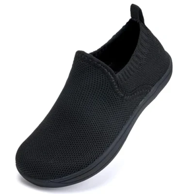 Abbildung von IceUnicorn Baby Barfußschuhe Lauflernschuhe Breite Kleinkind Jungen Mädchen Hausschuhe Kinder Barfussschuhe Sneaker Babyschuhe Anti Rutsch(Rein Schwarz, 24EU Weit)