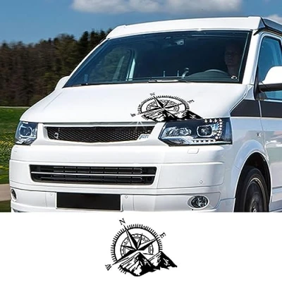 Abbildung von RWRAPS Autoaufkleber, Wohnmobil, Kompass, Grafik, Vinyl Aufkleber, passend für VW Transporter T4 T5 T6 Multivan Caravelle Zubehör