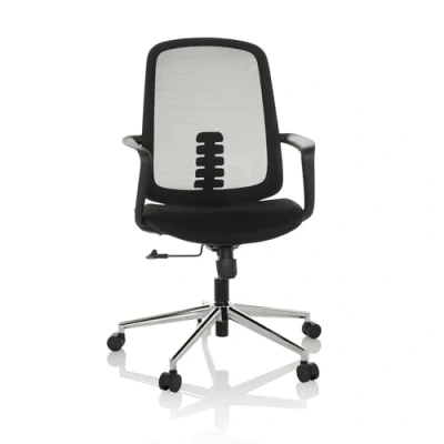 Abbildung von hjh OFFICE Bürostuhl ergonomisch SEDIOLO B Drehstuhl mit atmungsaktiver Rückenlehne und Lordosenstütze, Stoff/Netz Schwarz
