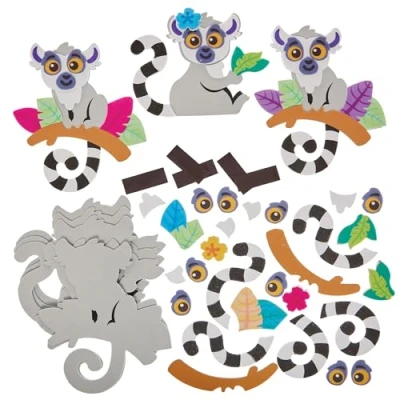 Abbildung von Baker Ross FN176 Lemur Mischen und anpassen Magnet Sets 8er Pack, Tier Dekorationssets für Kinder