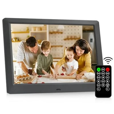 Abbildung von 8.7 Inch Digitaler Bilderrahmen, Elektronischer Fotorahmen 1024 * 768 HD IPS Bildschirm Foto/Musik/Video Player/Kalender/Wecker mit Fernbedienung, Unterstützung USB oder SD Karte