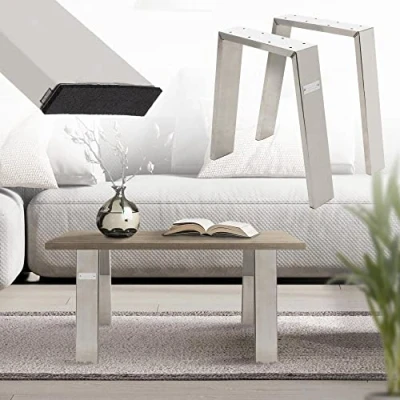 Abbildung von ML DESIGN Tischbein Tischgestell Loft 2er Set aus Stahl Industriedesign U Form, Tischkufen 44x42 cm Silber Profil 8x2cm Möbelfüße