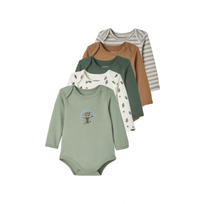 Abbildung von Vertbaudet 5er Pack Baby Langarm Bodys, Schlupfform Oeko Tex dunkelkhaki 74