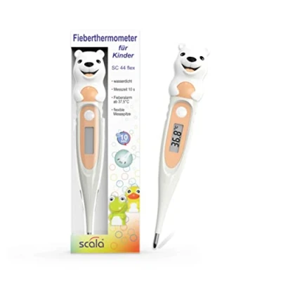Abbildung von scala SC 44 flex Speed Eisbär digitales Fieberthermometer für Kinder und Babys zur sanften schnellen Messung der Körpertemperatur, weiß