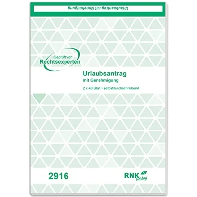 Abbildung von RNKVERLAG 2916 Urlaubsantrag Block mit 2 x 40 Blatt, selbstdurchschreibend, DIN A5