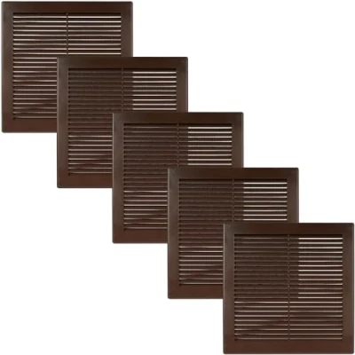 Abbildung von Vent Systems 250x250 mm 5 Stück Braune Lüftungsabdeckung flache, quadratische Lüftungsschlitze Integrierter Insektenschutz HVAC Lüftungsöffnungen für Badezimmer, Heimbüro