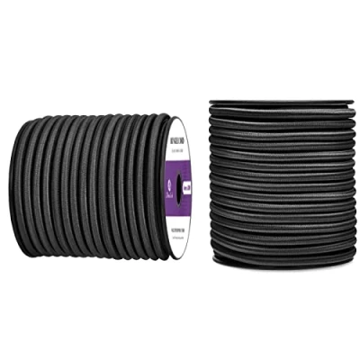 Abbildung von Abma Cord Gummiseil Expanderseil 6mm 20M Gummischnur UV Beständig Planenseil 100% Dehnung Spannseil für Plane, Anhängerplane, Sonnensegel, Zelte, Banner Schwarz