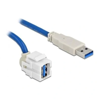 Abbildung von Delock Keystone Modul USB 3.0 A Buchse 250 &gt; Stecker mit Kabel weiß