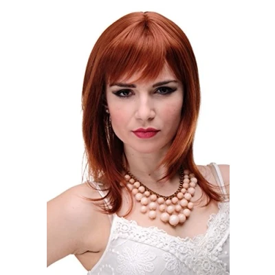 Abbildung von WIG ME UP Schulterlange Damen Perücke Rot Kupferrot glatte Haare mit Pony ca. 50 cm 3003 130
