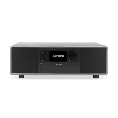 Abbildung von sonoro Primus Internetradio mit Bluetooth (Spotify, Deezer, Podcasts, FM/UKW, DAB Plus, WLAN, AUX In, Holzgehäuse) Stereoanlage Chalk Grey