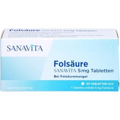 Abbildung von Folsäure Sanavita 5 mg Tabletten 50 St