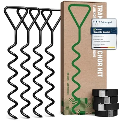 Abbildung von GardenGloss Trampolinsprungfeder Bodenanker Trampolin Set 40cm Robuste Erdanker (4 St)