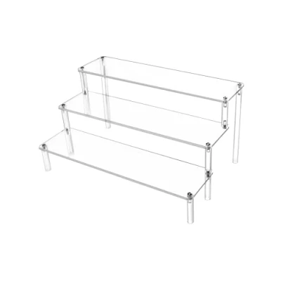 Abbildung von QWORK® 3 Stufig Acryl Display Ständer aus 4 mm Starker Acrylplatte 30x21x15cm Transparente Riser Regal für Figuren, Schmuck, Cupcake, Lippenstift, Nagellack, Gewürz,
