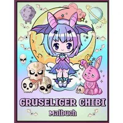 Abbildung von Gruseliger Chibi Malbuch: Spooky, Horror, Satanic, Kawaii Chibi, Pastel Goth Coloring für Entspannung und Stressabbau