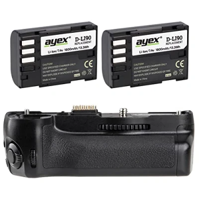 Abbildung von ayex Batteriegriff Set für Pentax K 7 5 II IIs ähnlich D BG4 + 2X Li90 Akku perfekt Hochformat Akkugriff Zubehör