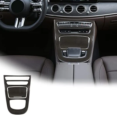Abbildung von ABS Kunststoff Mittelkonsole Getriebe Panel Rahmen Abdeckung Trim Aufkleber für Benz E Klasse W213 2021 Auto Innenzubehör (Kohlefaser)