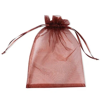 Abbildung von PLECUPE 100 Stück Organzasäckchen Organza Beutel Tunnelzug Hochzeit Säckchen, 13 x 18cm Schmuckbeutel Drawstring Bags Säckchen für Geschenke Schmuckaufbewahrung Verpacken Braun