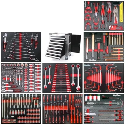 Abbildung von Mephisto Tools Werkzeugwagen, (fertig montiert und bestückt), 9 abschließbare Schubladen, Werkzeug ist aus hochwertigem CRV