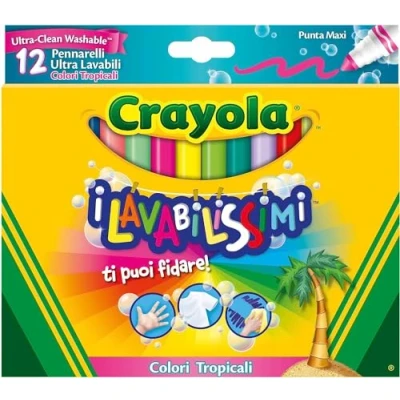 Abbildung von CRAYOLA I Ultra Abwaschbare Filzstifte, Maxi Spitze, verschiedene tropische Farben, für Schule und Freizeit, 12 Stück 58 8335