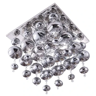 Abbildung von Lindby Hängeleuchte Esfera, dimmbar, Leuchtmittel nicht inklusive, Modern, Metall, Glas, chrom, rauch, 4 flammig, G9, Deckenlampe