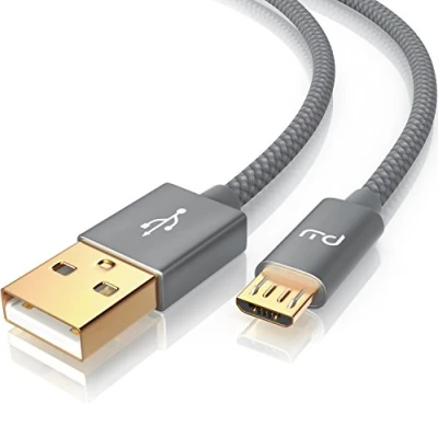 Abbildung von CSL 1m Micro USB Kabel 2,4A Schnellladekabel Nylonkabel Metallstecker High Speed Ladekabel Datenkabel für Android Smartphones Samsung Galaxy HTC Huawei Sony Nexus Nokia Kindle