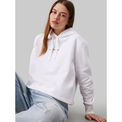 Abbildung von Calvin Klein Jeans Monogram Kapuzenpullover, Damen, Größe: Large, Bright white