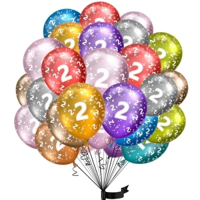 Abbildung von Luftballons 2. Geburtstag,15 Stück Metallic folienballon 2 helium ballons jahre aus 100% Naturlatex,Klimaneutral, 32cm Ballon zahlen für Kindergeburtstag und mädchen junge Geburtstag