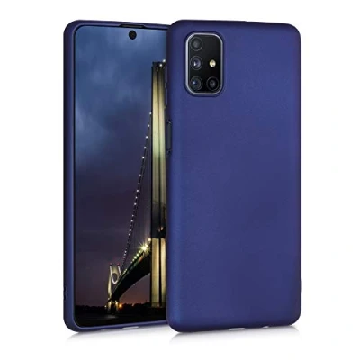 Abbildung von kwmobile Case kompatibel mit Samsung Galaxy M51 Hülle Schutzhülle aus Silikon metallisch schimmernd Handyhülle Metallic Blau