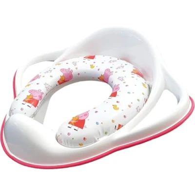 Abbildung von Peppa Pig Weich gepolsterter WC Sitz, weiß/rosa, tragbares Töpfchen, abnehmbares Kissen, leicht abwischbar, antihaftbeschichtet, leicht, ab 18 Monaten, max. Gewicht 25 kg