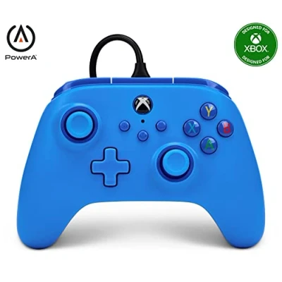 Abbildung von kabelgebundener PowerA Controller für Xbox Series XS und Windows 10/11 Blau, Gamepad, Videospiel Controller, Gaming kompatibel mit One, Type C, Offiziell lizensiert