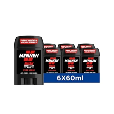 Abbildung von Mennen Musk Deodorant für Herren, 24 Stunden, breiter Stick, ohne Alkohol, Anti Fingerabdruck