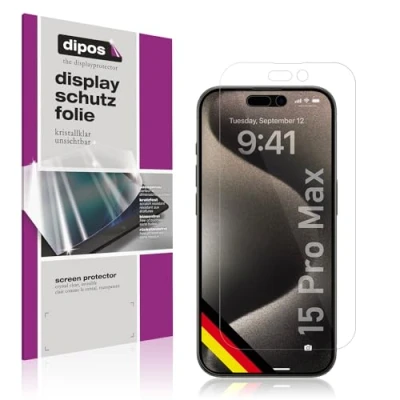 Abbildung von dipos I 6X Schutzfolie klar kompatibel mit Apple iPhone 15 Pro Max Folie Displayschutzfolie