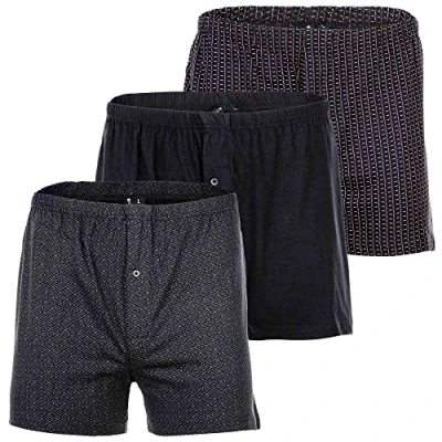 Abbildung von YOURBASICS Herren Jersey Boxershorts, weiche Baumwollunterhosen &#039;weiter American Style&#039; im 3er Pack Cotton, Eingriff mit Knopf, Multipack SchwarzMix L