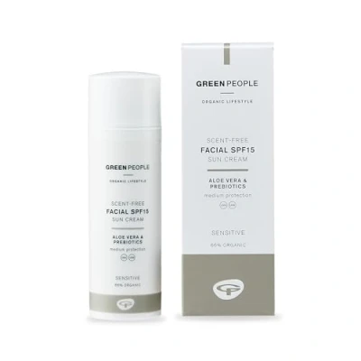 Abbildung von Green People Parfümfreie Gesichtssonnencreme LSF15, 50 ml Natürlicher Bio Moisturizer mit LSF, für Mischhaut, bei Pickeln oder empfindlicher Haut Paraben u. parfümfrei Tierleidfrei und vegan