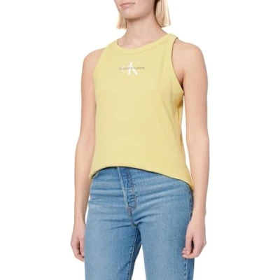 Abbildung von Calvin Klein Damen MONOLOGO Rib Tank TOP J20J225301 Tanktop, Green (Muted Lime), XS