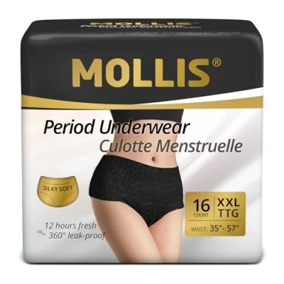 Abbildung von MOLLIS Einweg Periodenhosen für Damen, Starke Tage &amp; Wochenbett, Hohe Saugfähigkeit, Auslaufsicher, Weich Bequem, Atmungsaktiv, Größe XXL, 16 Stück