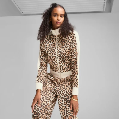 Abbildung von Puma T7 LEO LUXE Kurze Trainingsjacke Mit Allover Print Damen Animal Alpine Snow Größe: M