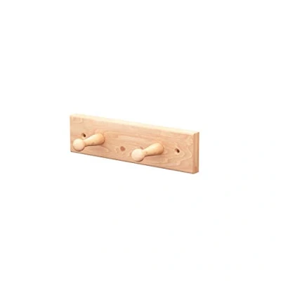 Abbildung von Sossai® Wandgarderobe aus Holz Natürliche Optik hochwertiges Buchenholz HG1 seidenmatt lakiert Hakenleiste mit 2 Garderobenhaken Breite: 21 cm