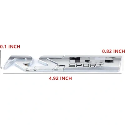 Abbildung von RS Sport Emblem für Auto Aufkleber Dekoration Kofferraum Seite Hinten Tür Abzeichen (Silber Schwarz)