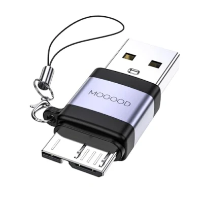 Abbildung von MOGOOD USB Stecker auf Micro B Adapter, 3.0 B, Adapter Daten Lade Kurzer Konverter für Computer, Laptops (1 Pack)