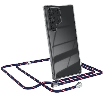 Abbildung von EAZY CASE Handykette kompatibel mit Samsung Galaxy S23 Ultra Kette zum Umhängen für Hülle Band aus Silikon transparente Handyhülle als Fallschutz in Navy Camouflage