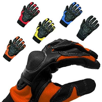 Abbildung von Nerve Shop Motorradhandschuhe Sommerhandschuhe Sporty Roller Moped Chopper Leder Handschuhe Herren Damen Frauen Dünn schwarz orange S/8
