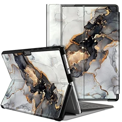 Abbildung von Fintie Hülle für Microsoft Surface Pro 8 13 Zoll (2021) Business Schutzhülle mit Harter Schale, Anpassbarer Betrachtungswinkel, Type Cover Tastatur Kompatibel, Trüber Marmor