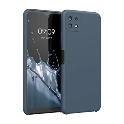 Abbildung von kwmobile Hülle kompatibel mit Samsung Galaxy A22 5G Silikon Handy Case Handyhülle weiche Oberfläche kabelloses Laden Dunkler Schiefer