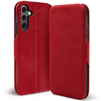 Abbildung von Verco Handyhülle für Samsung Galaxy S23 FE, Premium Handy Flip Cover FE 5G Hülle [integr. Magnet] Book Case Tasche, Rot