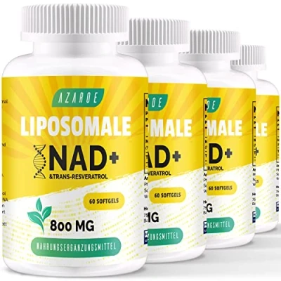 Abbildung von Liposomales NAD+ Trans Resveratrol 800 mg Softgels, überlegene Alternative, Effizienter als NR, Hohe Absorption, 60 Softgels (60 Stück (4er Pack))